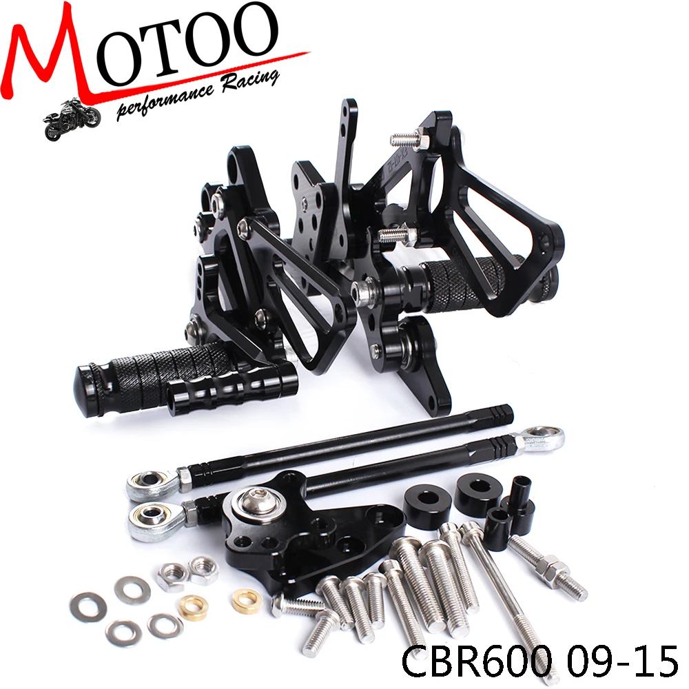 

Full CNC Aluminum Motorcycle Adjustable footrest footpeg pedal Rearsets Rear Sets Foot Pegs For HONDA CBR600RR ABS 2009-2015