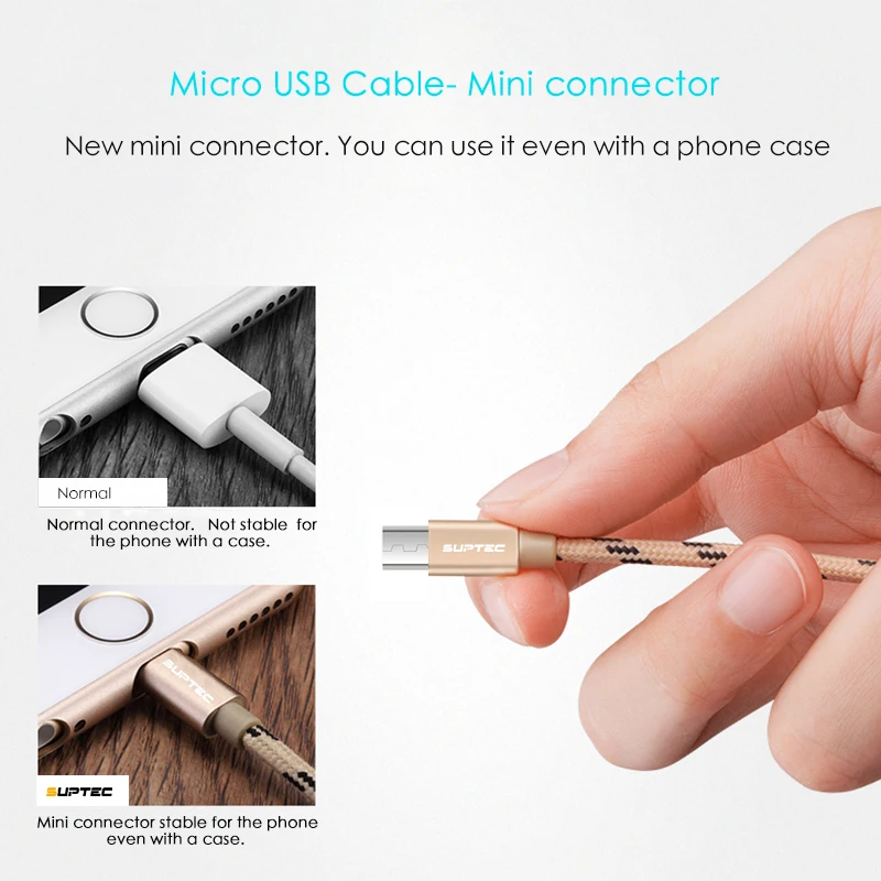 Кабель Micro USB SUPTEC в нейлоновой оплетке 1 м 2 3 м|Кабели для мобильных телефонов| |