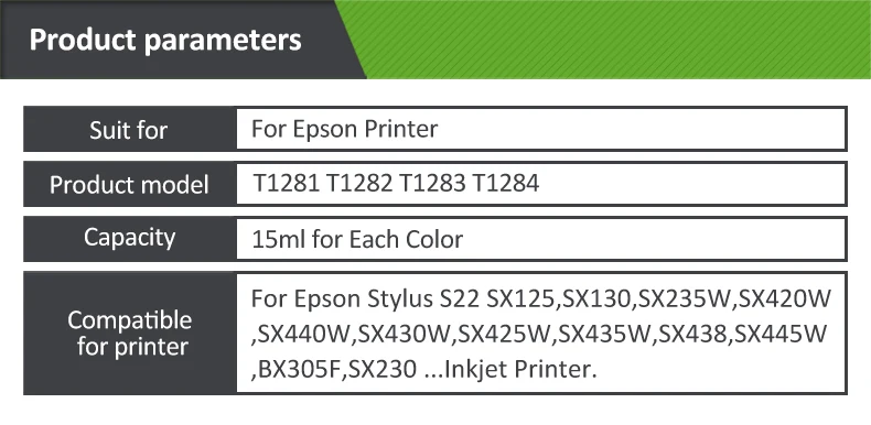 T1281 T1282 T1283 T1284 чернильный картридж для принтера Epson Stylus S22 SX125 SX430W SX435W SX438W SX440W принтер+ 100 мл набор для наполнения чернил