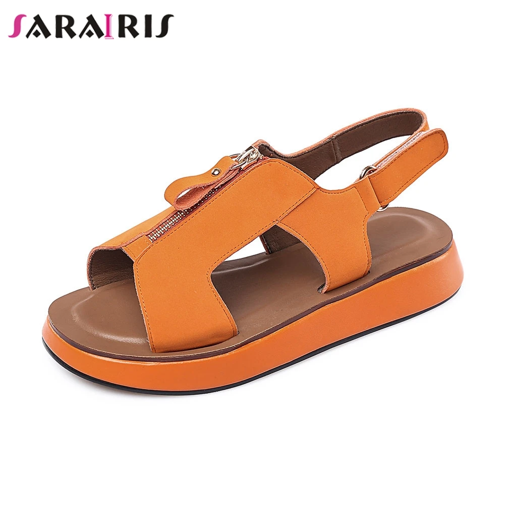 

SARAIRIS 2019 Brand Design INS Hot Summer Sandals Zip Ladies Flat With Rome Women Shoes Woman Casual Sandals Female Footwear