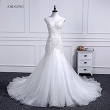 Vestidos De Novia Mermaid Wedding Dress Scoop Neckline Chapel Train Bride Wedding With Lace Beading Short Sleeves Plus Size