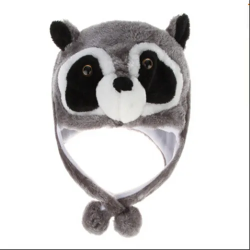 Raccoon Взрослый мультфильм шляпа зверошапка для мужчин женщин Toque уши модные однотонные милые шапки бомбер шапки шарф шапка с наушниками - Цвет: Raccoon