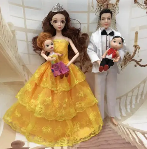 

Promotion Children Toys Bride Gloom Baby Happy Family Dolls For Girls Toys Boys Doll Toys Gift