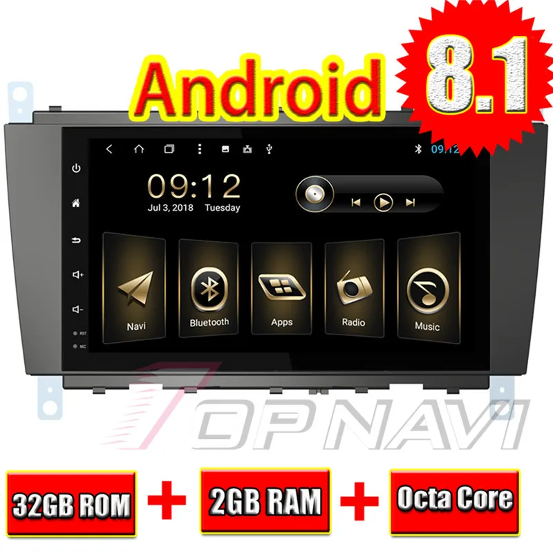 

TOPNAVI Android 8.1 Octa Core 8'' Auto Stereo for Benz C-Class W203/CLK-W209 2004 2005 2006 2007 Car Radio GPS Navigation 3G RDS