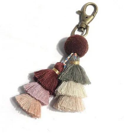 Artilady слойный брелок для ключей с кисточкой для женщин Pom Bag Charm Key holder для девочек ювелирные изделия