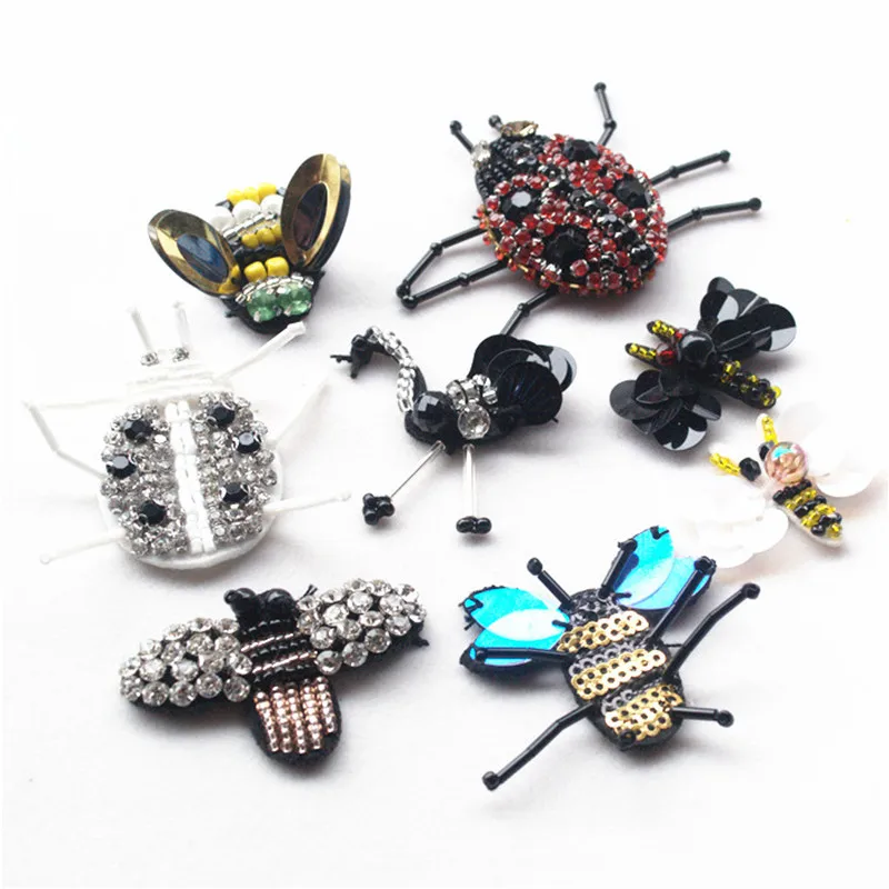 

1 pcs insect Patch rhinestone Cartoon Sequin Patches Cheap Embroidered Cute Patches For Clothes Stickers Jeans Badge
