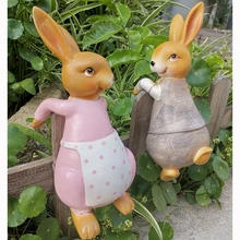 2 шт./лот милый альпинистский цветочный горшок пара кроликов садовые статуи украшения двора открытый смолы маленькие статуэтки животных украшения