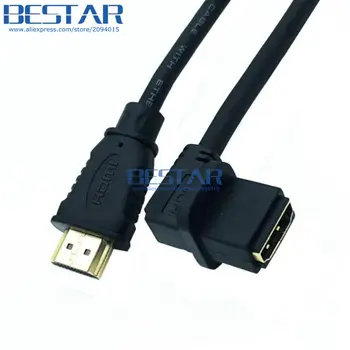 

1.5m 5FT 150cm HDMI male to hdmi female 90 Degree left Angled panel mount with screws extension connector HDMI 1.4 Angle Cable