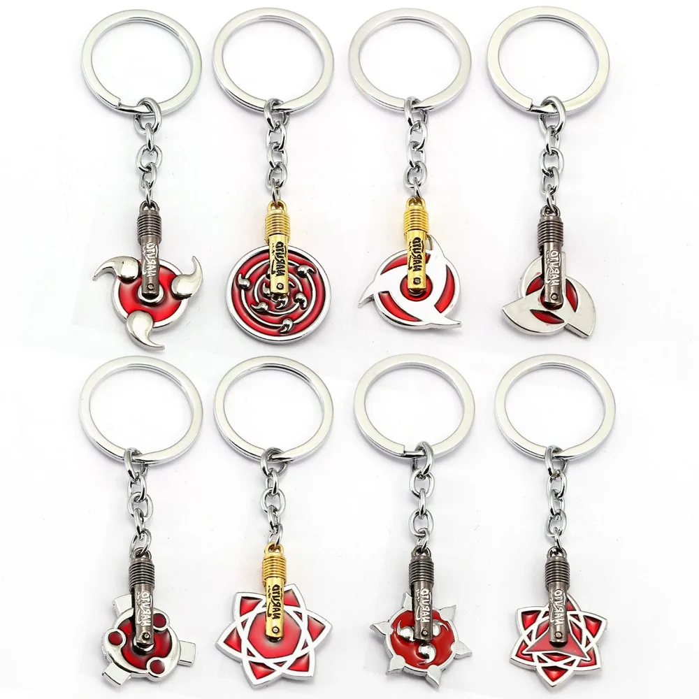 

2019 Anime Naruto Keychains Uchiha Itachi Sharingan Uzumaki Akatsuki Kakashi Konoha Pendant Charm Car Key Chain Men Chaveiro