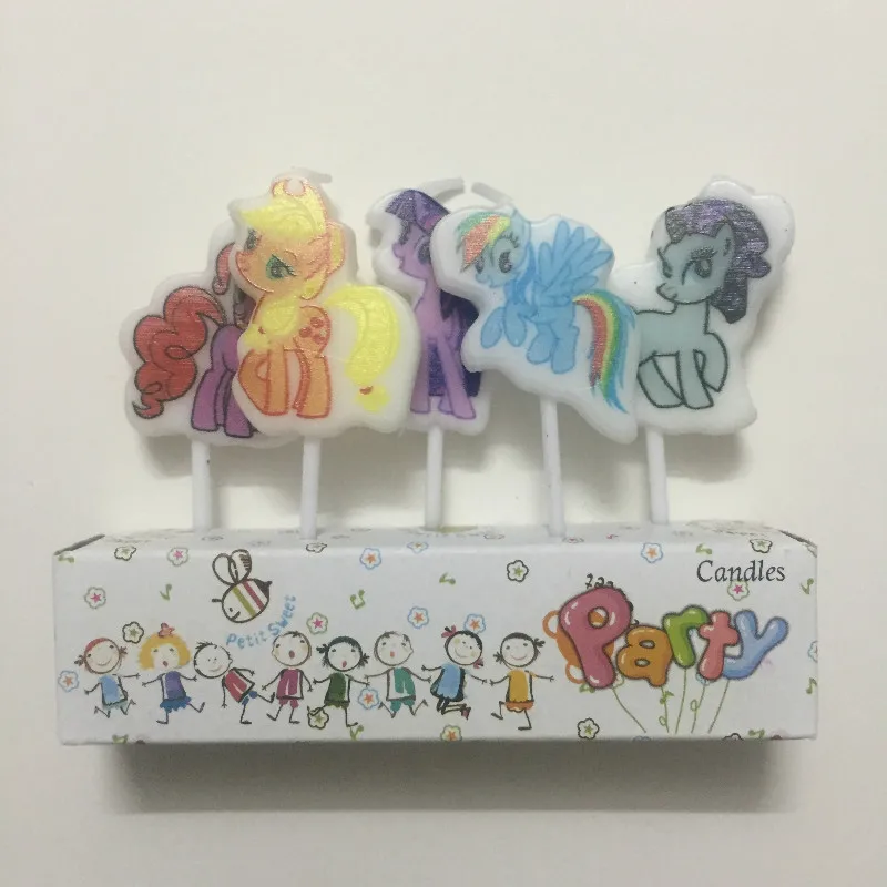 5pcs/set Cute Pony Cartoon Theme Candle Birthday Cake Party Supplies Wedding Decoration | Дом и сад