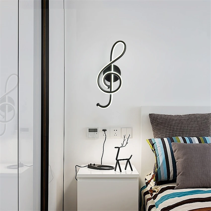  Designer Wall Lamps Modern Led Music Symbol Wall Lights Bedroom Bedside Corridor Living Room Lighti - 32916197747