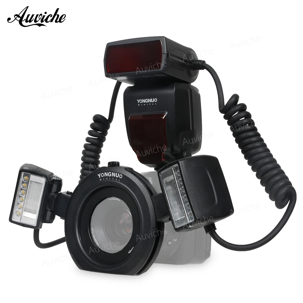 

Yongnuo YN24EX E-TTL Macro Flash Speedlite for Canon EOS 1Dx 5D3 6D 7D 70D 80D Cameras with 2pcs Flash Head + 4pcs Adapter Rings