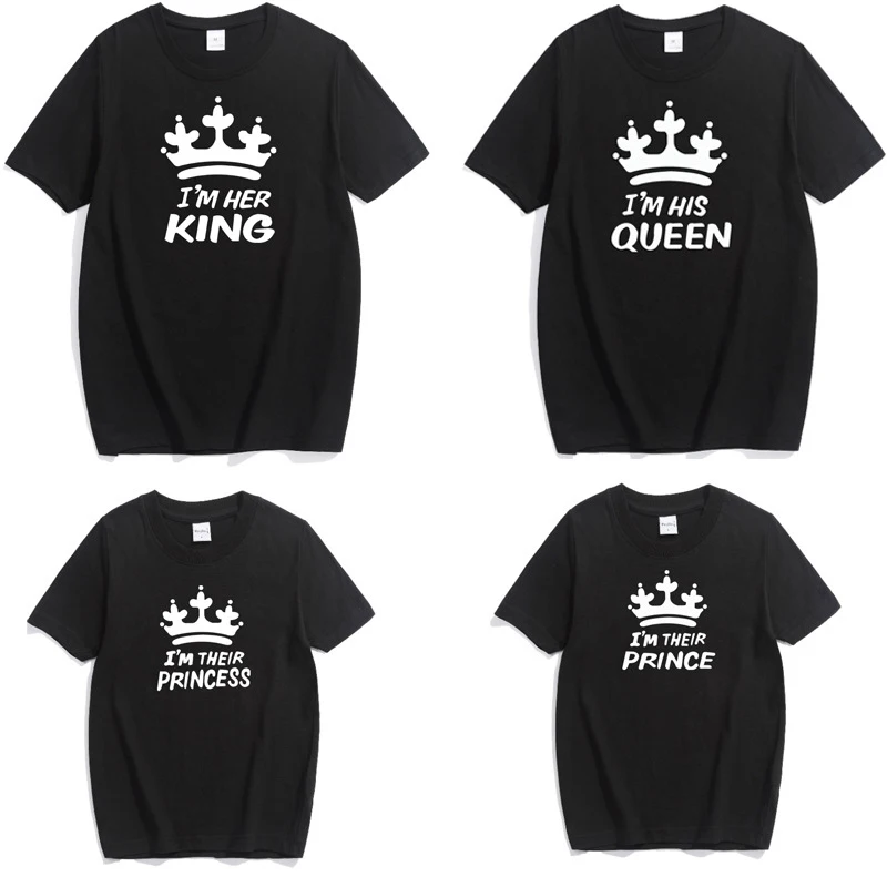 

Summer Mother and Daughter Clothes Family Matching Outfits Mommy and Me Look T shirt New Father Mom Son Baby Clothing King Queen