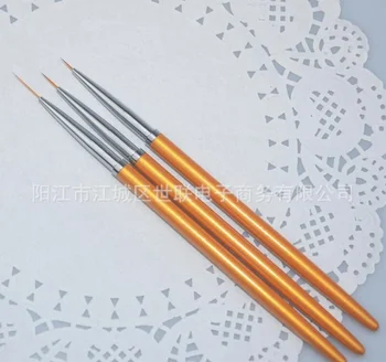 

3pcs Gold Fine Art Nail Art Brush Liner Pens Metal Handle Painting Drawing Lining Brushes Nails Tools Manicure / by dhl 200sets