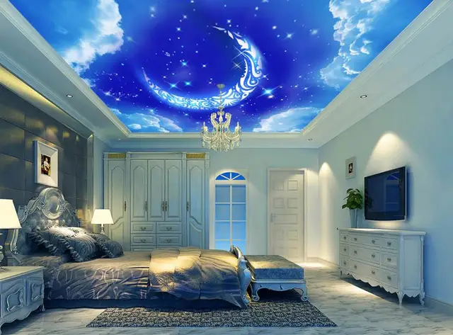 Benutzerdefinierte 3d decke Mond blauen himmel fototapete 3d himmel ... Benutzerdefinierte 3d decke Mond blauen himmel fototapete 3d himmel ...