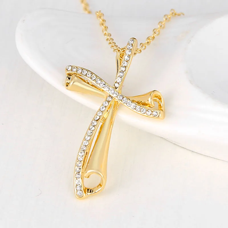 

Women Crystal Necklace Heart/Cross Pendant Alloy Chain Lady Girl Necklaces Jewelry Gift TT@88