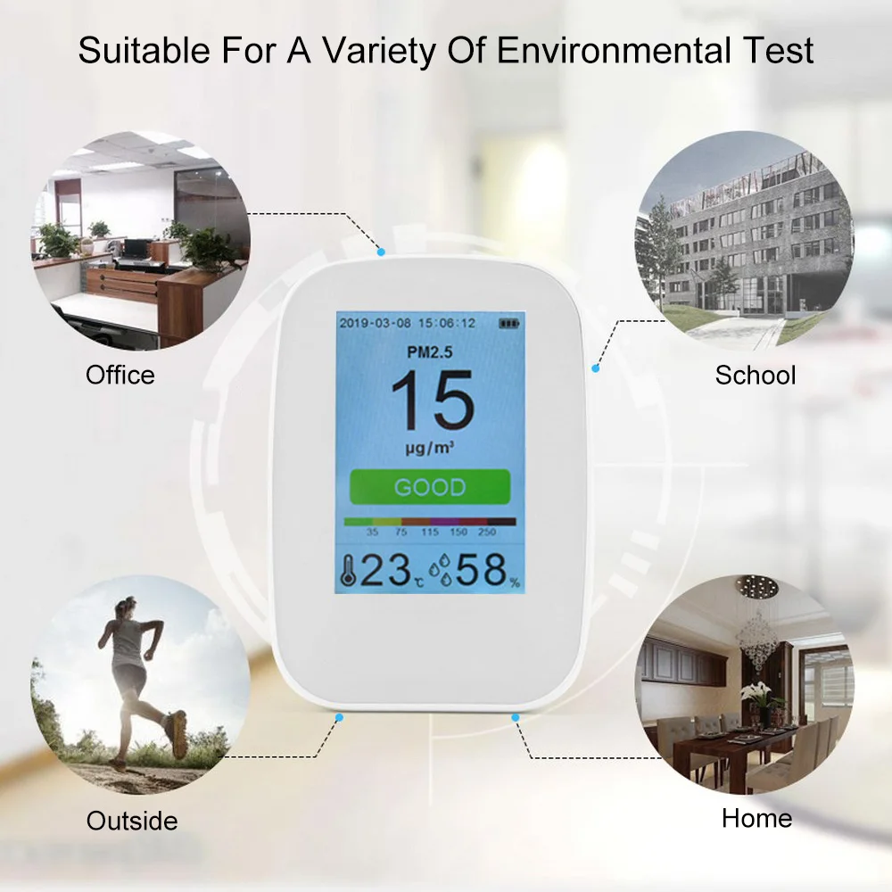 

Digital Air Quality Detector Meter Indoor/Outdoor HCHO & TVOC CO2 Meter Monitor Formaldehyde Tester With Rechargeable Battery