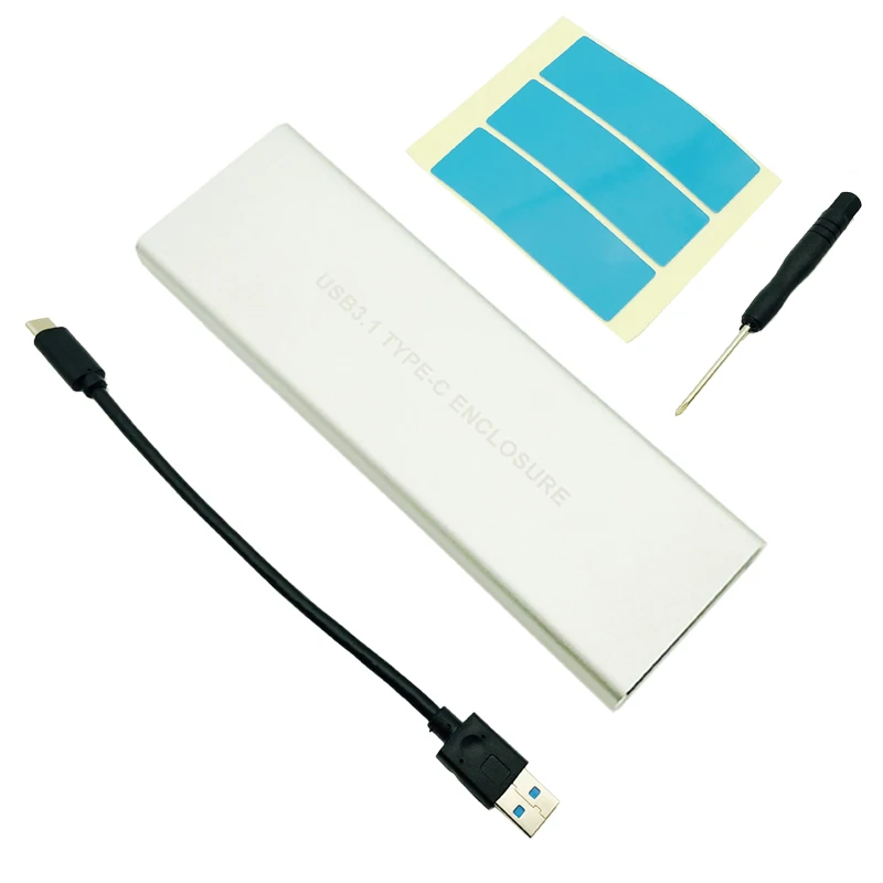 Kopen USB3.1 HDD Behuizing M.2 naar USB Type C 3.1 m SLEUTEL SSD Harde Schijf Case HDD Case NVMe PCIE externe Mobiele Doos voor Desktop PC