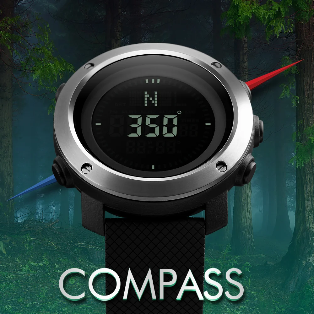 men's digital watch with compass