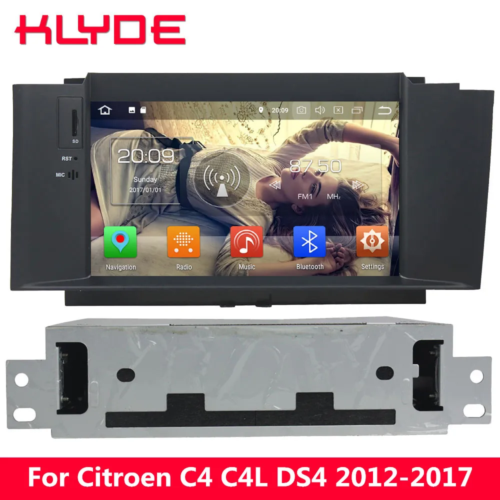 

KLYDE 7" Octa Core 4G Android 8.0 7.1 6.0 4GB RAM 32GB ROM Car DVD Player Radio GPS Navigation For Citroen C4 C4L DS4 2012-2017