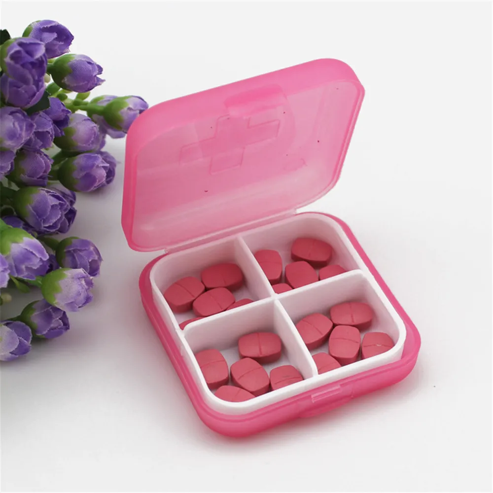 Adjustable Mini 4 Slots Portable Medical Pill Box Drug Medicine Coin