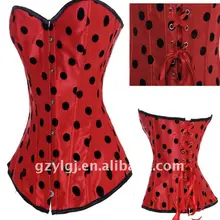 Сексуальное женское белье, красный атласный корсет с баской AM2763