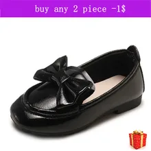 Модная обувь для маленьких девочек; повседневная обувь из искусственной кожи; цвет черный, красный; детская обувь принцессы для девочек; размеры 21-30
