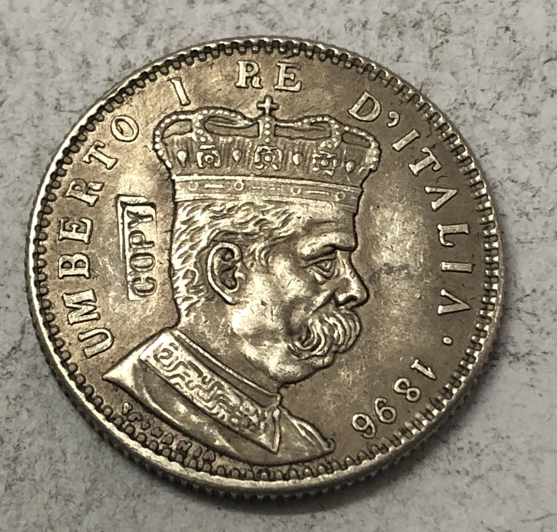 

1896 Eritrea 1 Lira - Umberto I Silver Copy Coin