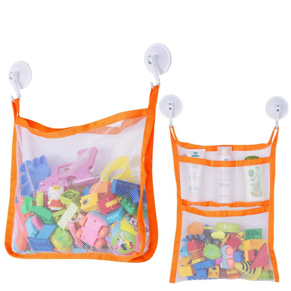 

Bath Toy Organizer - Suction Cup Hooks + Adhesive Hooks-Bath Toy Organizer Mesh Net Bag,bath toys Bathroom Storage Suction Hooks