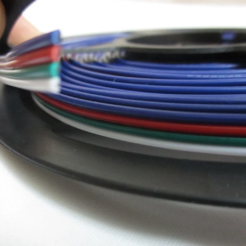 Через DHL Fedex 22 # AWG 200 м/рулон 4-контактный Удлинительный кабель RGB + белый/черный