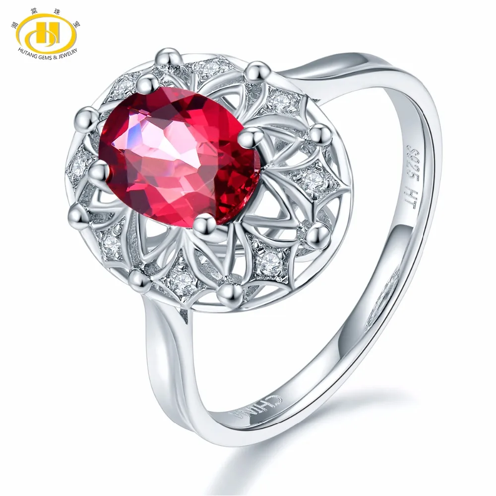 

Hutang Natural Gemstone Rhodolite Garnet Solid 925 Sterling Silver Flower Ring Fine Jewelry Presents Gift For Women NEW