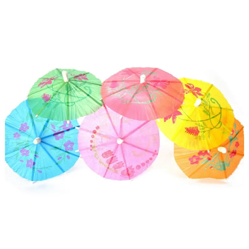 100 Смешанные бумажные Коктейльные зонтики для вечерние аксессуары для тропических напитков - Цвет: Random Colours