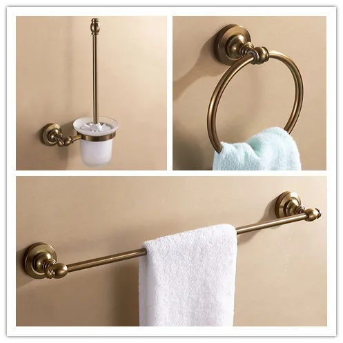 

Aluminum antique brush holder+towel ring+single towel rack bar bathroom hardware set bathroom accessories