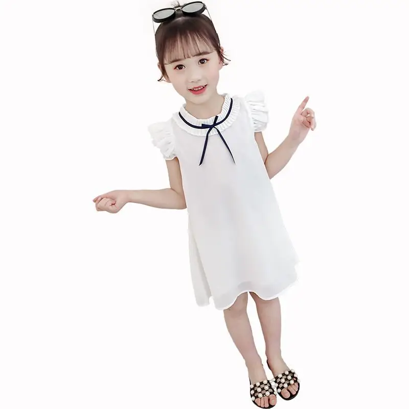 

New Fashion Teenage Girls Chiffon Solid Princess Dress Baby Girl Clothes Vestidos Kids Summer Sleeveless Dresses For Girls T47