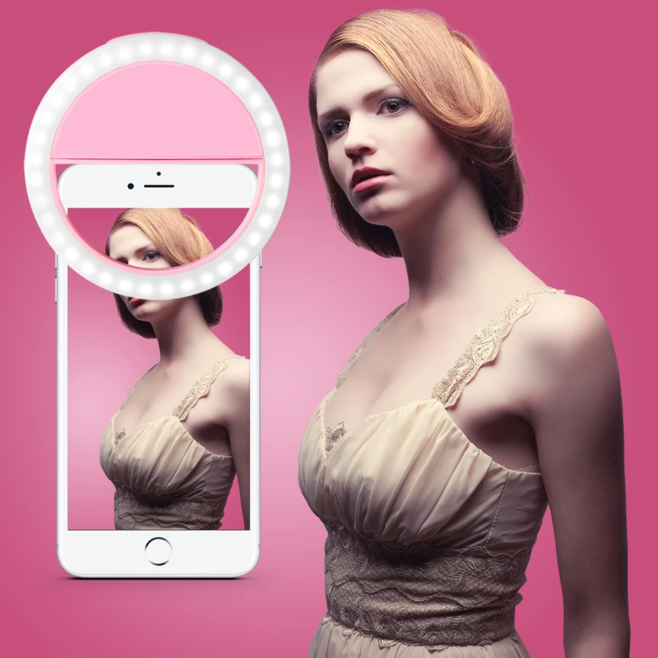  36 LED Smartphone Selfie Ring Light Rechargeable Fill Lights 4 Modes ...