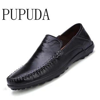 

PUPUDA Classic Mens Casual Dress Shoes Genuine Leather Shoes For Men Lightweight Black Casual Formal Leather Business Shoes 2019