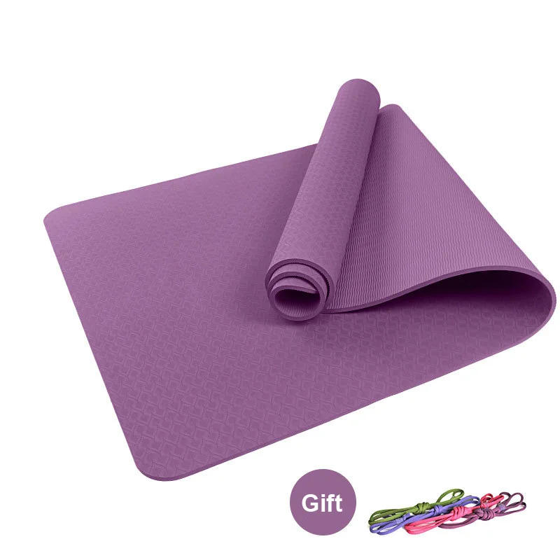 

6mm Thick TPE Yoga Mat Yoga Bag Soft Yoga Pads Sport Training Exercise Non-slip Gym Mat 183 X 61X0.6cm For Fitness Body Building