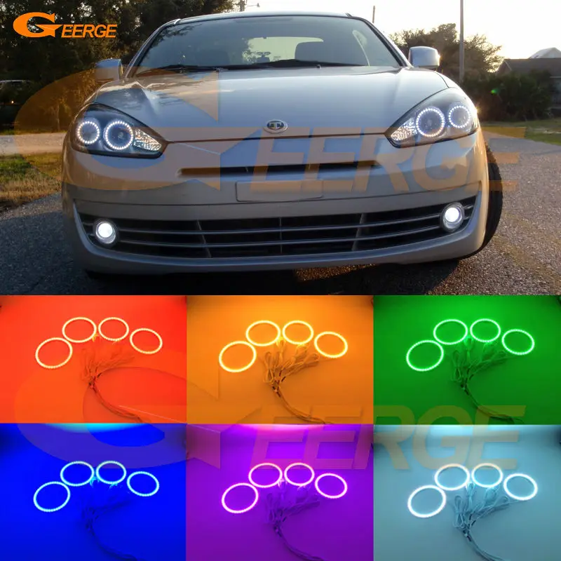 For Hyundai Tiburon 2007 2008 GK FL2 Excellent Angel Eyes Multi-Color Ultra bright RGB LED Angel Eyes kit Halo Rings for ford maverick 2005 2006 2007 excellent led angel eyes kit multi color ultra bright rgb led angel eyes halo rings