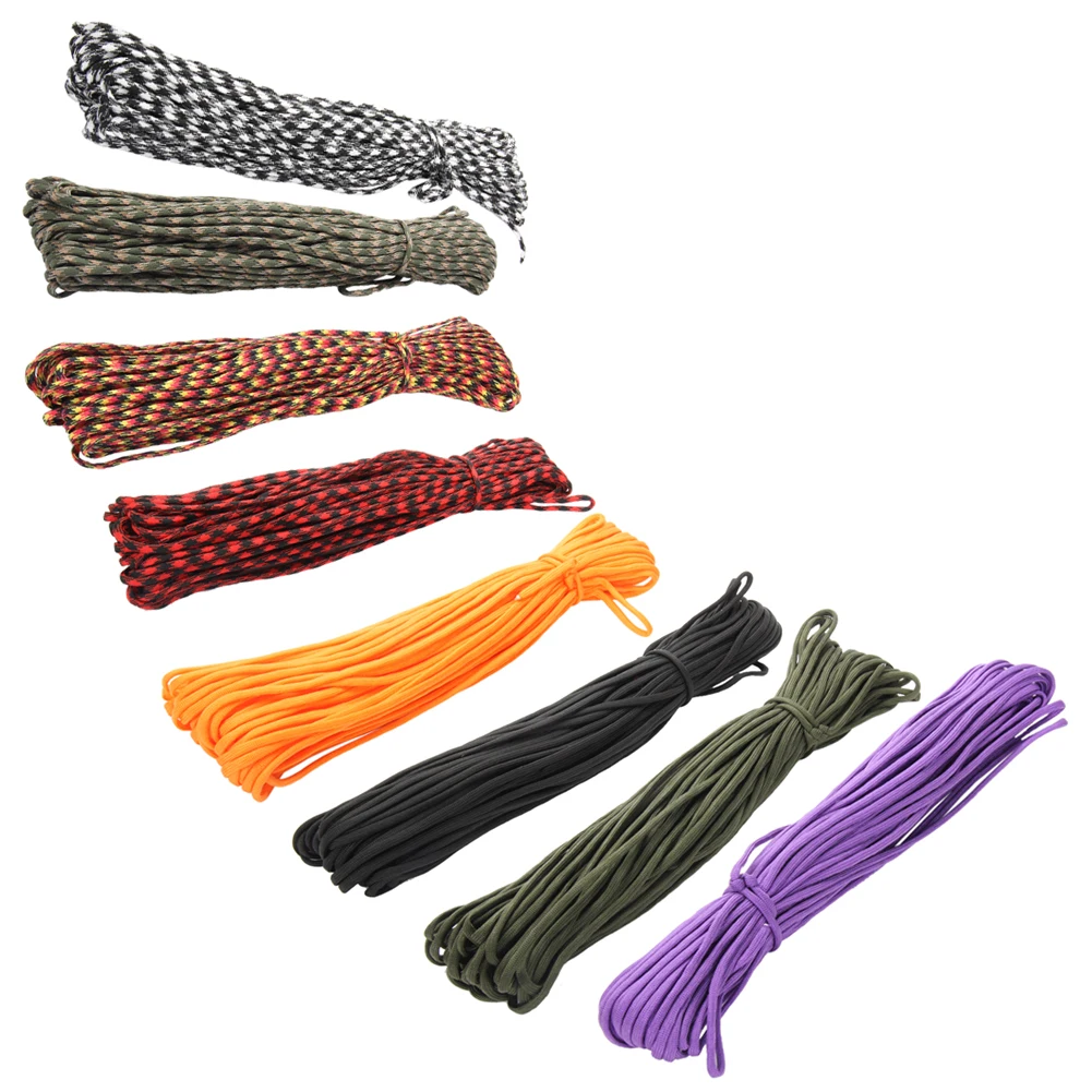 8 Colors Paracord 550 Paracord Parachute Cord Lanyard Rope Mil Spec Type III 7Strand 100FT Climbing Camping Survival Equipment