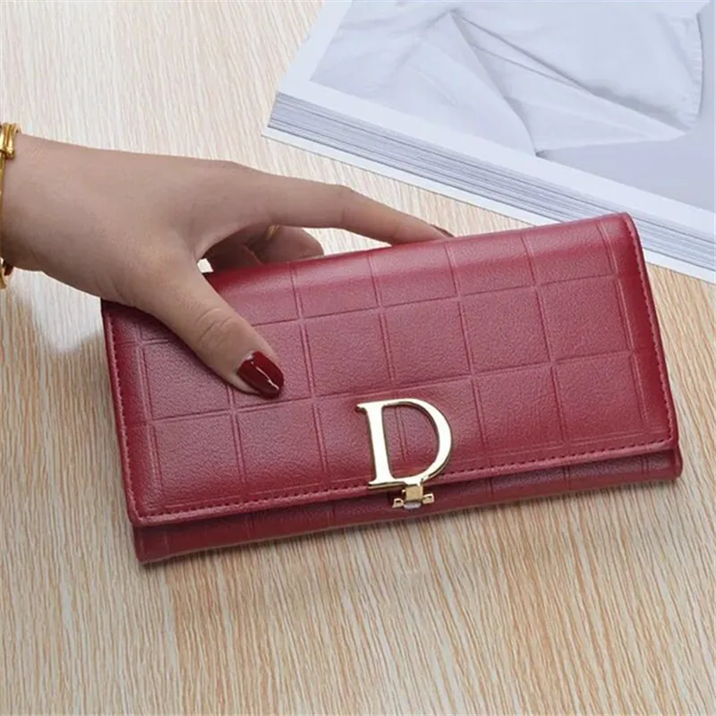 Fashion Women Leather Purse Plaid Wallets Long Ladies