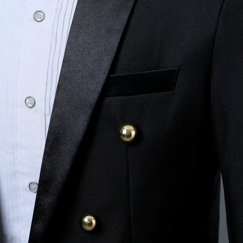 Золотой медаль вышивка черный костюм и блейзер для мужчин двубортный s военная куртка сценический Выпускной шоу певица костюм Homme Xxl