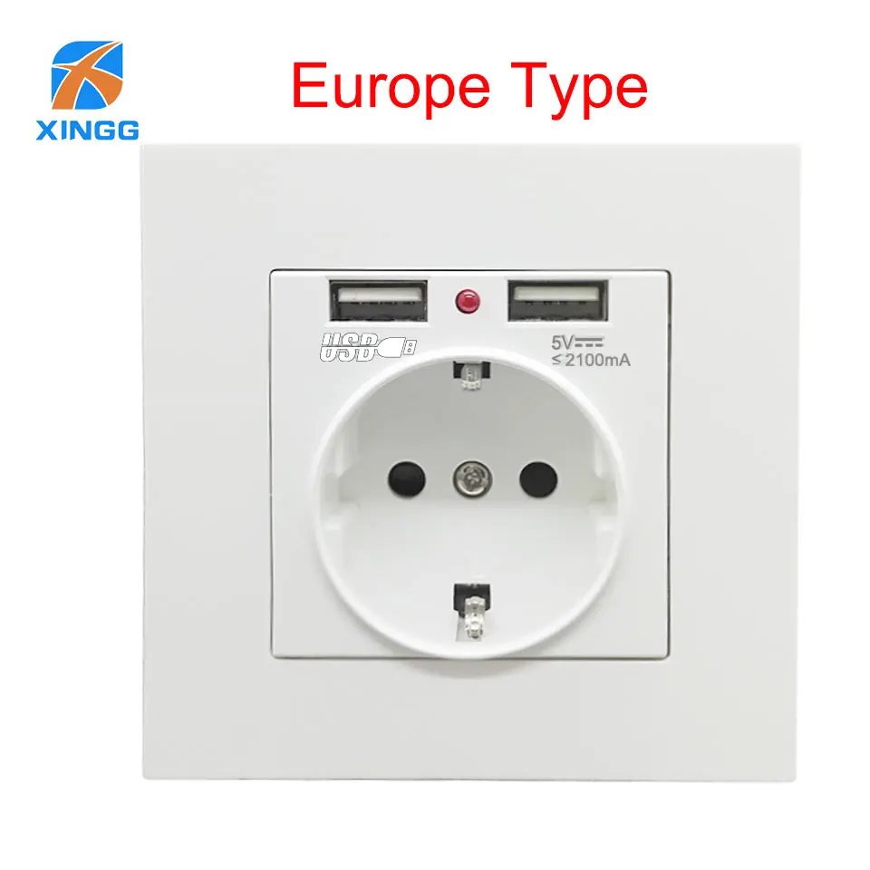 

Minitiger Dual USB Socket Power Outlet Socket With EU Plug 2A 3500W Wall Charger Adapter Electric Wall Socket Charging USB