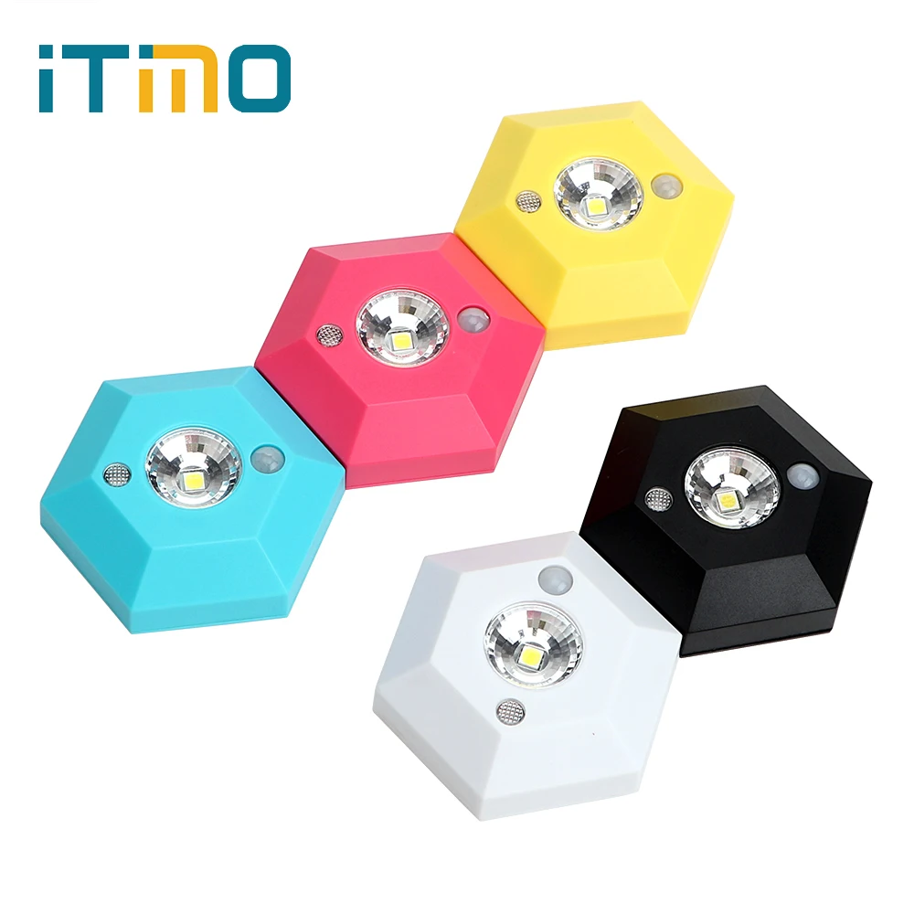 

iTimo PIR Motion Sensor LED Night Light for Corridor Kitchen Cabinet Hexagonal Wall Lamp Human Body Induction High Brightness