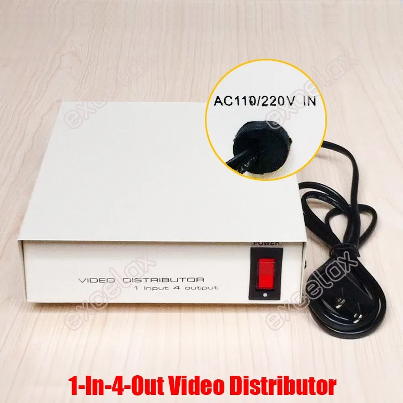 AC110V AC220V 1 в 4 из композита BNC разъем видео дистрибьютор 1-4CH video splitter усиления сигнала для видеонаблюдения DVR системы