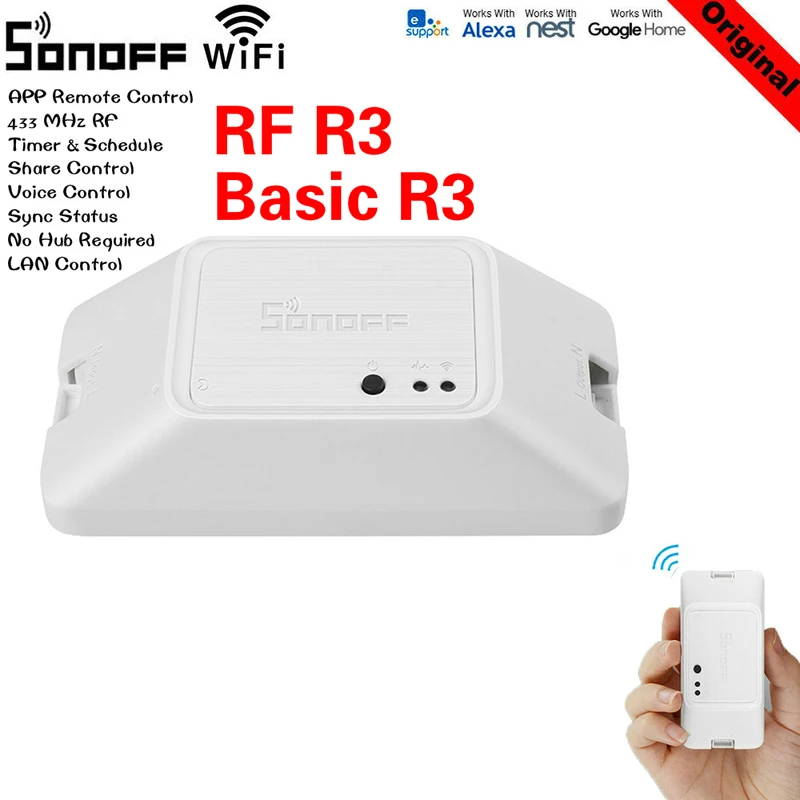 SONOFF RF/Basic R3 умный переключатель управления приложение Умный дом wifi 10A 100-240 В совместим с Alexa Google домашняя Автоматизация