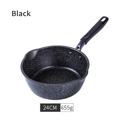 Justcook антипригарная сковорода вок стиль сковорода для стейка сковорода для яиц камень кастрюля общего использования для газовой и индукционной плиты - Цвет: 24cmBlack