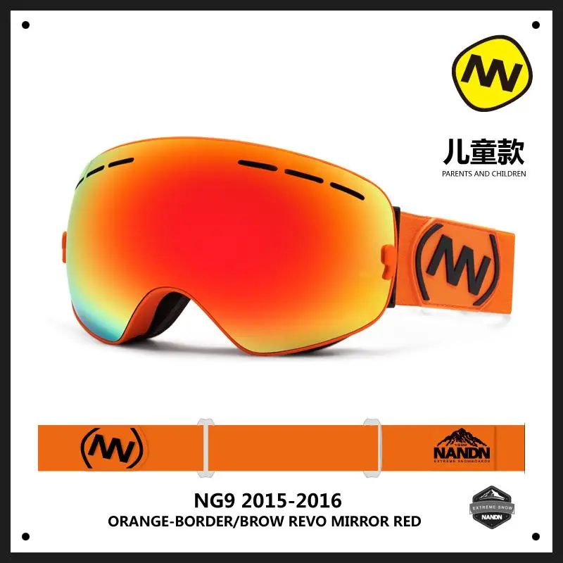 NANDN Родитель Дети лыжные очки анти туман UV400 большие сферические двойные линзы могут быть близорукость снег очки Мотокросс NG9 - Цвет: KIDS NG9 C6