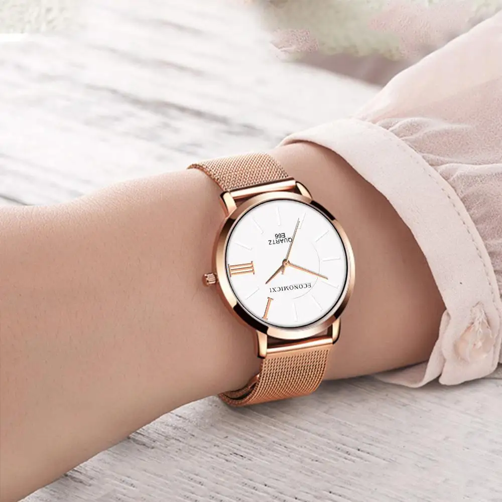 

Luxury Women's Watches Rose Gold Ultra Thin Quartz Lady Wrist Watch Mesh Band Quartz Wristwatch Fashion Ladies Wrist Watch #15