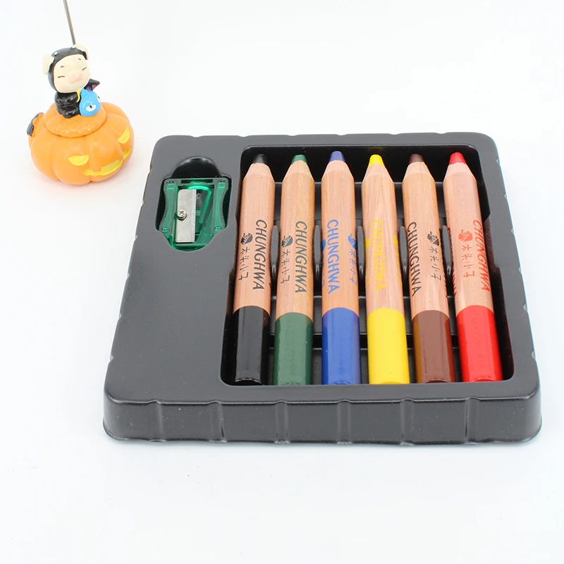

6 Colors/set Oil Pastel with Sharpener Thick 8mm Core Crayons for Children Kids Coloring Graffiti Painting Supplies
