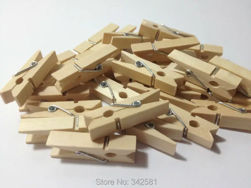 12 Mini 35mm Natural Wooden Pegs Wood Clothespins Wood Pegs Craft